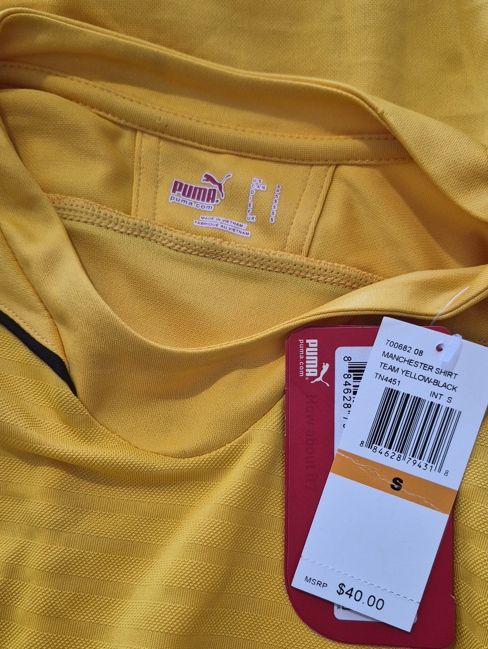 Puma Manchester Team Shirt - Yellow with Black Accents (Men) Sz S